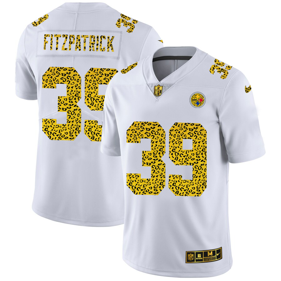 Pittsburgh Steelers #39 Minkah Fitzpatrick Men Nike Flocked Leopard Print Vapor Limited NFL Jersey White->pittsburgh steelers->NFL Jersey